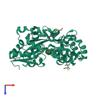 PDB entry 1jvy coloured by chain, top view.