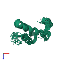 PDB entry 1jw2 coloured by chain, ensemble of 10 models, top view.