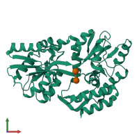 PDB entry 1jw5 coloured by chain, front view.