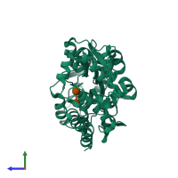 PDB entry 1jw5 coloured by chain, side view.