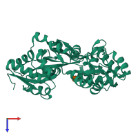 PDB entry 1jw5 coloured by chain, top view.