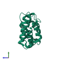 PDB entry 1jwf coloured by chain, side view.