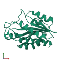 PDB entry 1jwq coloured by chain, front view.