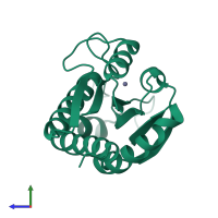 PDB entry 1jwq coloured by chain, side view.