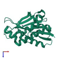 PDB entry 1jwq coloured by chain, top view.