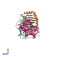 Hetero tetrameric assembly 1 of PDB entry 1jwu coloured by chemically distinct molecules, side view.