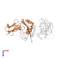 HLA class II histocompatibility antigen, DRB1 beta chain in PDB entry 1jwu, assembly 1, top view.
