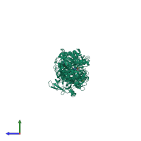 PDB entry 1jwy coloured by chain, side view.