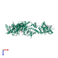 PDB entry 1jwy coloured by chain, top view.