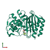 PDB entry 1jwz coloured by chain, front view.