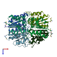 PDB entry 1jx7 coloured by chain, top view.