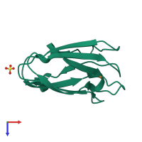 Monomeric assembly 2 of PDB entry 1jxg coloured by chemically distinct molecules, top view.