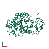 PDB entry 1jxj coloured by chain, front view.