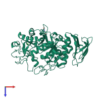 PDB entry 1jxj coloured by chain, top view.