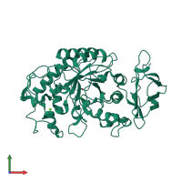 PDB entry 1jxk coloured by chain, front view.