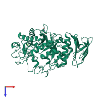 PDB entry 1jxk coloured by chain, top view.