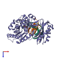 PDB entry 1jxl coloured by chain, top view.