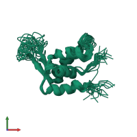 PDB entry 1jxs coloured by chain, ensemble of 20 models, front view.