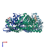 PDB entry 1jxz coloured by chain, top view.