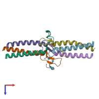 PDB entry 1jy2 coloured by chain, top view.