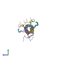 PDB entry 1jy3 coloured by chain, side view.