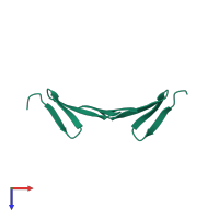 Homo dimeric assembly 1 of PDB entry 1jy4 coloured by chemically distinct molecules, top view.