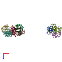 PDB entry 1jy7 coloured by chain, top view.