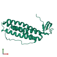 PDB entry 1jyb coloured by chain, front view.