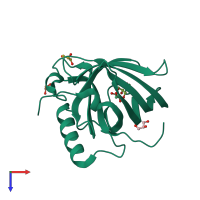 PDB entry 1jyd coloured by chain, top view.