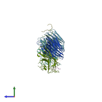 PDB entry 1jyi coloured by chain, side view.