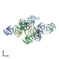 PDB entry 1jym coloured by chain, front view.