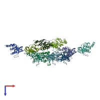 PDB entry 1jym coloured by chain, top view.