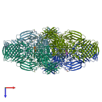 PDB entry 1jyn coloured by chain, top view.