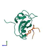 PDB entry 1jyr coloured by chain, side view.