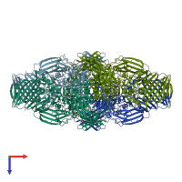 PDB entry 1jz2 coloured by chain, top view.