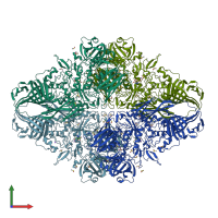 PDB entry 1jz6 coloured by chain, front view.