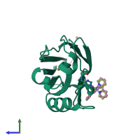 PDB entry 1jze coloured by chain, side view.