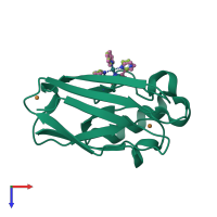 PDB entry 1jze coloured by chain, top view.