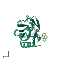 PDB entry 1jzg coloured by chain, side view.