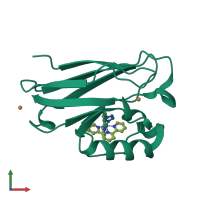 PDB entry 1jzh coloured by chain, front view.
