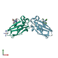 PDB entry 1jzj coloured by chain, front view.
