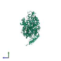 PDB entry 1jzs coloured by chain, side view.