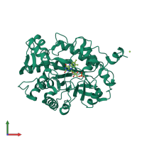 PDB entry 1k02 coloured by chain, front view.