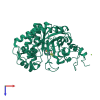 PDB entry 1k02 coloured by chain, top view.