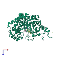PDB entry 1k03 coloured by chain, top view.