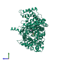 PDB entry 1k06 coloured by chain, side view.