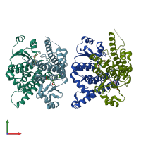 PDB entry 1k0c coloured by chain, front view.