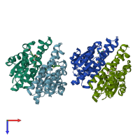 PDB entry 1k0c coloured by chain, top view.