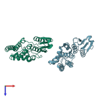 PDB entry 1k0m coloured by chain, top view.