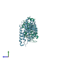 PDB entry 1k0o coloured by chain, side view.